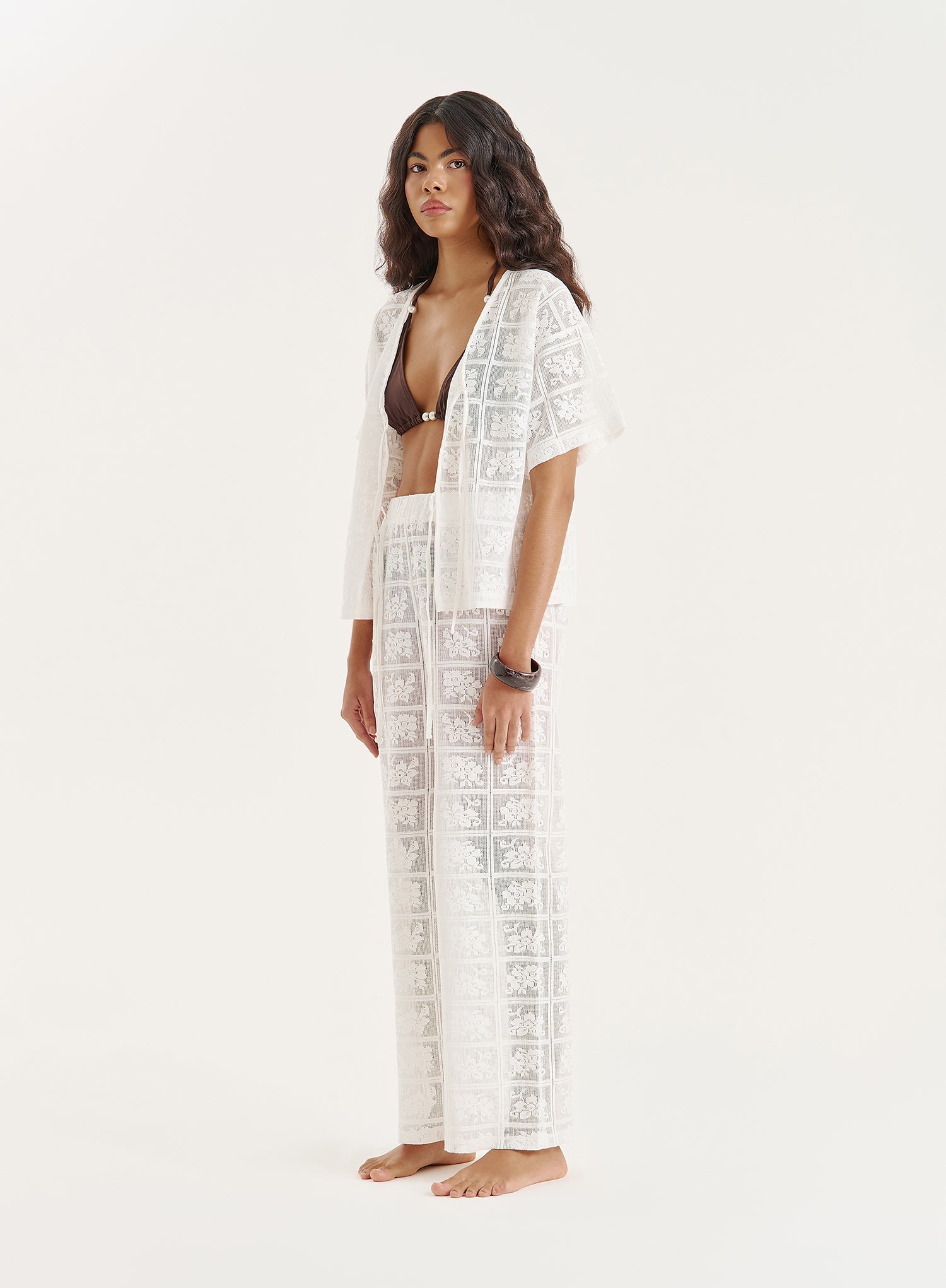 White Crochet Lace Trouser